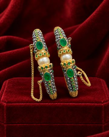 Royal Meenakari & Pearl Gold-Plated Bangle Set