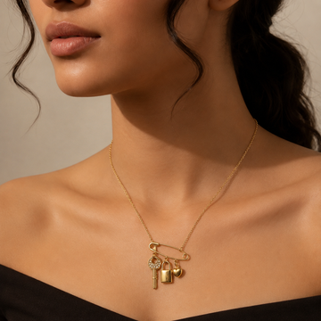 Elegant Minimalist Gold Geometric Pendant Necklace | Delicate Abstract Design Chain
