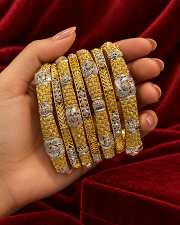 Maharani Gold-Plated CZ Studded Bangle Set
