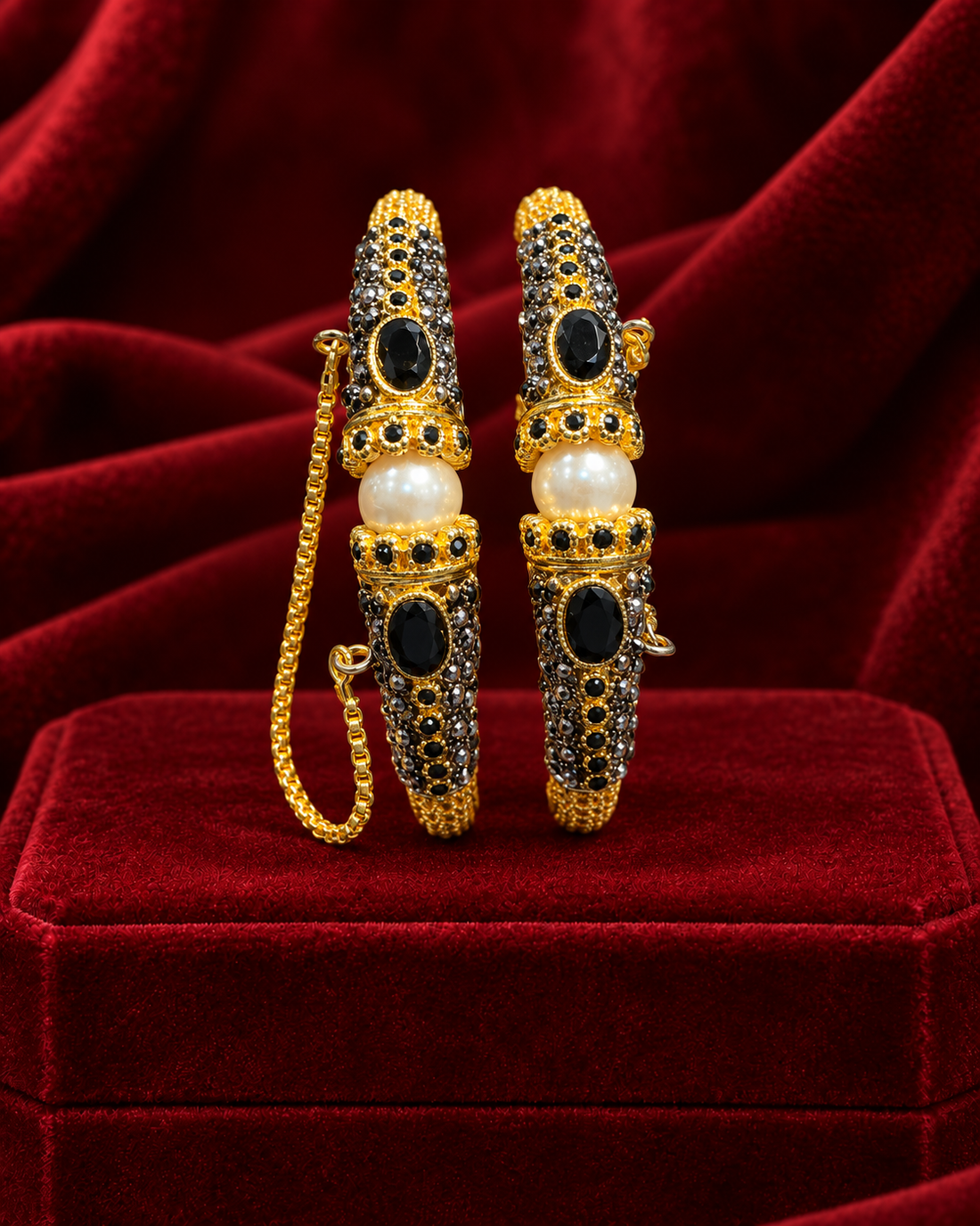 Royal Meenakari & Pearl Gold-Plated Bangle Set