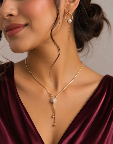 Luxe Crystal Ball Drop Necklace & Earrings Set