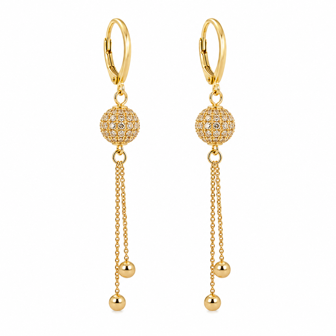 Luxe Pave Ball Drop Earrings