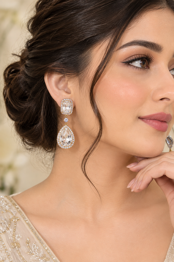Royal Emerald-Cut & Teardrop Zirconia Dangle Earring