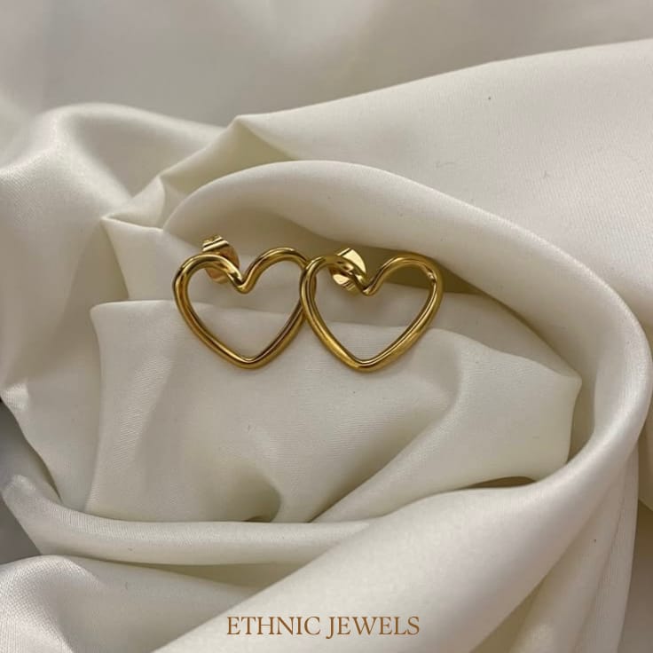 Golden Heart Stud Earrings