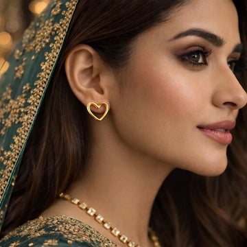 Golden Heart Stud Earrings