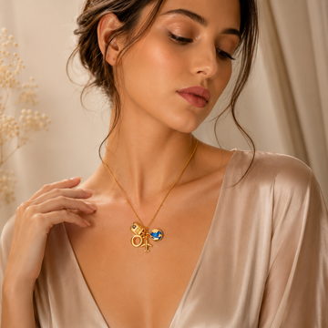 Celestial Voyage Gold Charm Necklace – Passport, Airplane & Globe Travel Pendant