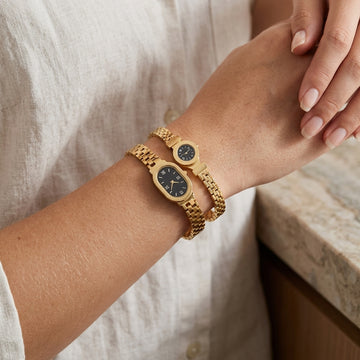 Vintage Roman Numeral Mini Watch-Face Bracelet Set