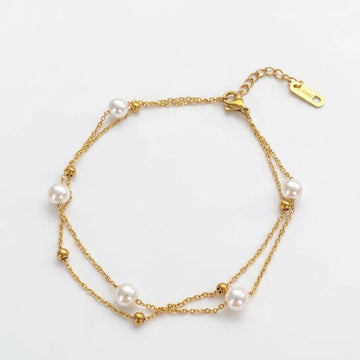 Minimalist Double-Layered Pearl Anklet