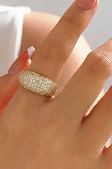 Sparkling Pave Chunky Band: High-Shine Luxury Statement Ring
