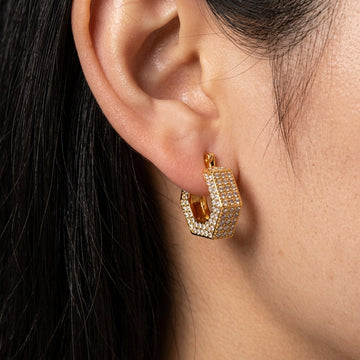 Royal Hexagon Crystal Hoop Earrings