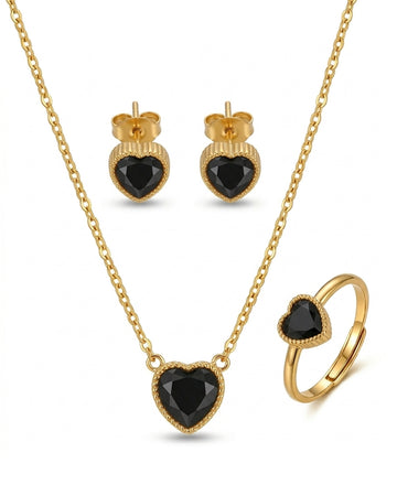 Petite Crystal Heart 3-Piece Jewelry Set