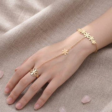 Ethnic Jewels Floral Gold Hathphool Bracelet