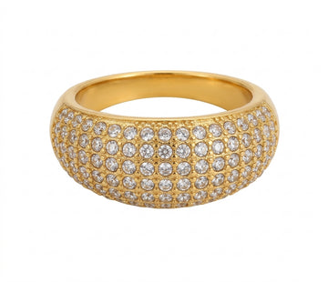 Sparkling Pave Chunky Band: High-Shine Luxury Statement Ring