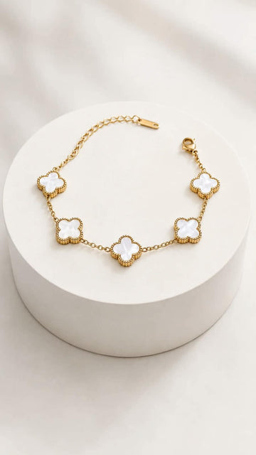 Pearl Clover Charm Bracelet