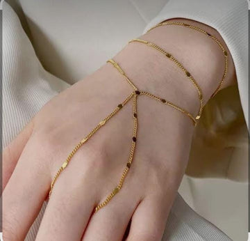 Minimalist Layered Gold Hand Chain Bracelet