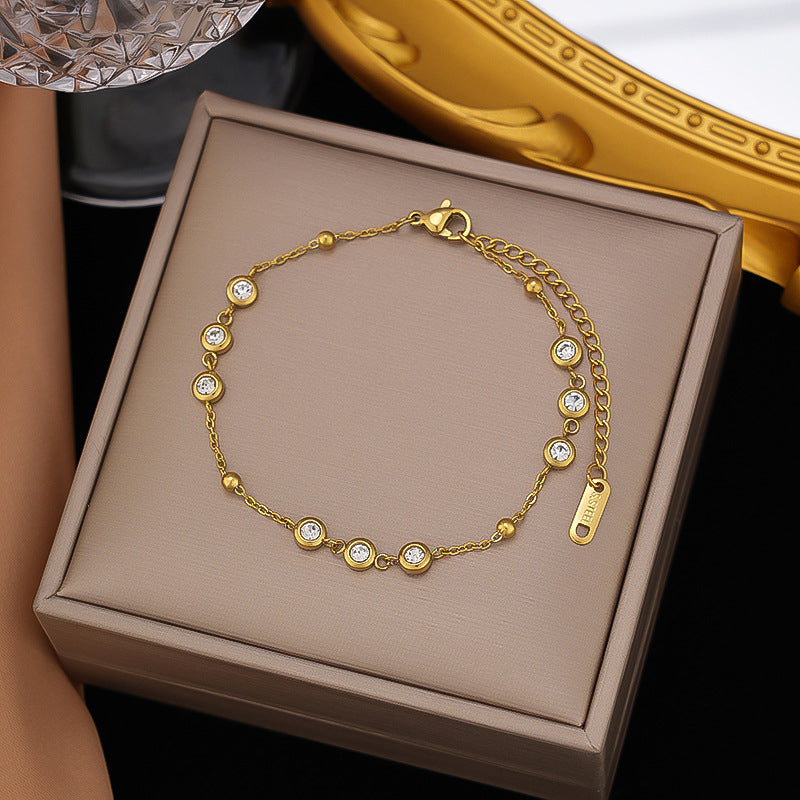 Premium Gold Plated Solitaire Crystal Charm Bracelet