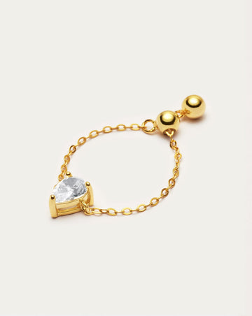 Adjustable Pear-Cut Crystal Chain Ring