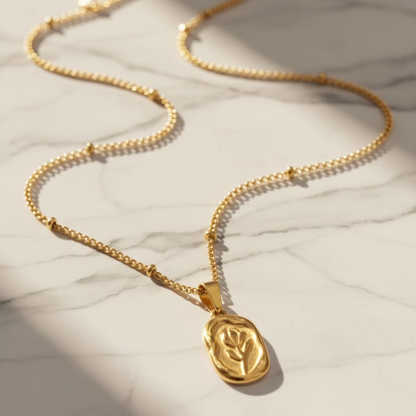 Golden Leaf Pendant Necklace