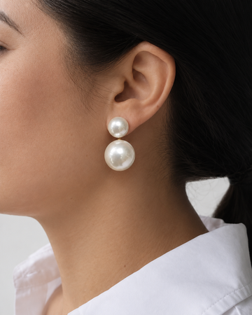 Lumina Double Pearl Drop Earrings