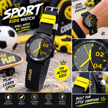 Kids Sport Analog Watch – Water-Resistant, Lightweight Silicone Strap Watch for Boys & Girls (Available in 5 Colors)