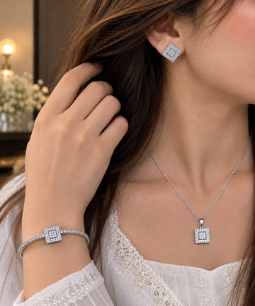 Élan Royale Square Zircon Jewelry Set