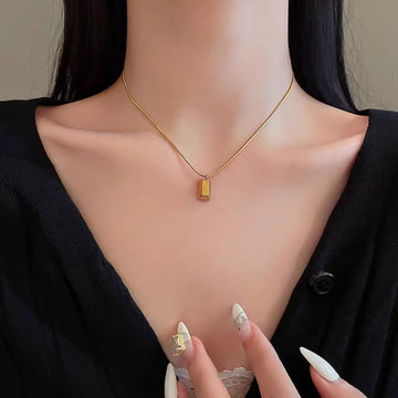 Luxe Rectangular Bar Pendant Necklace