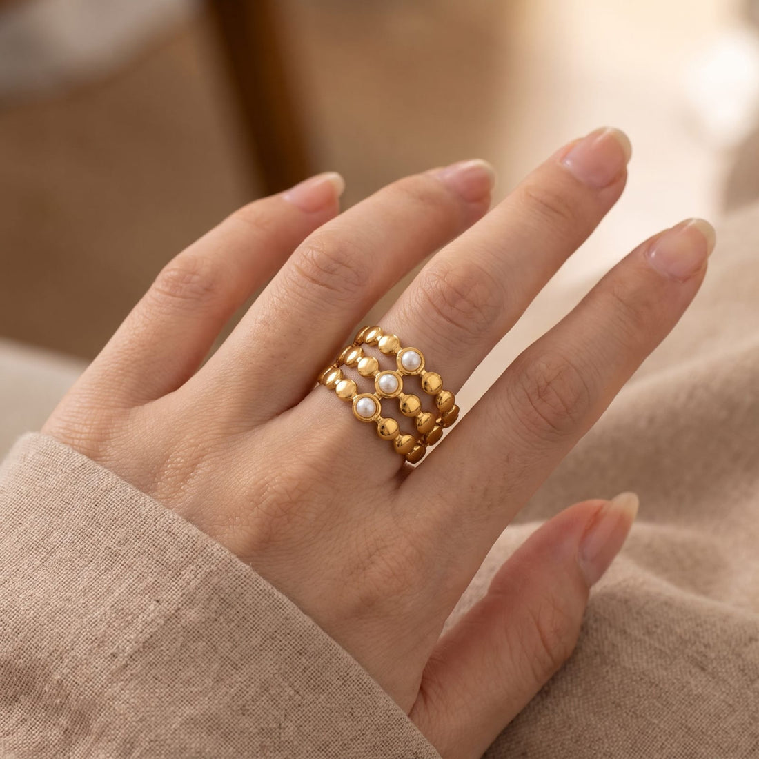 Golden Pearl Luxe Ring