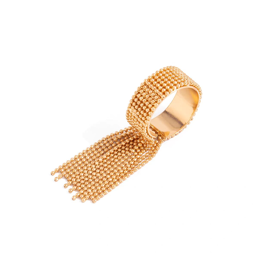 Cascading Golden Fringe Tassel Ring