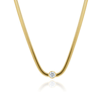 Celestia Solitaire Luxe Gold Necklace