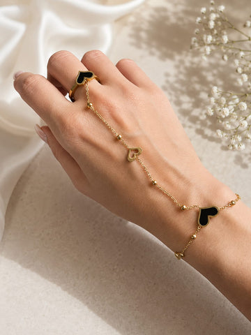 Golden Heart Hand Chain Bracelet