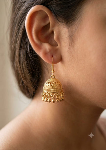Minimalist Ethnic Gold Jhumki Earrings