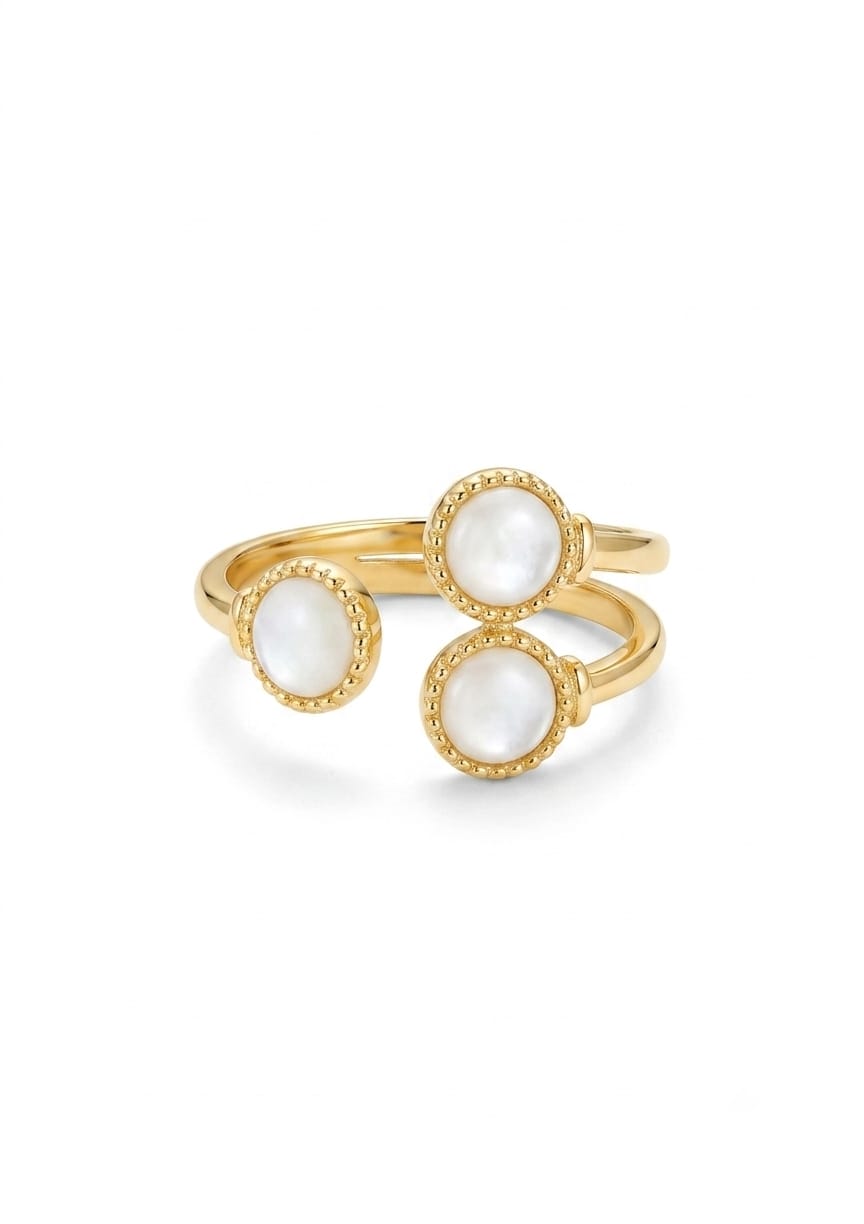 Elan Luxe Double Pearl Ring — White & Black