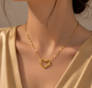 Minimalist Open Heart Gold Pendant Necklace