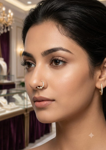 Lunaire Crystal Crescent Nose Pin