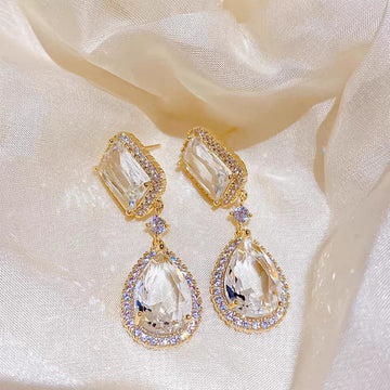 Royal Emerald-Cut & Teardrop Zirconia Dangle Earring