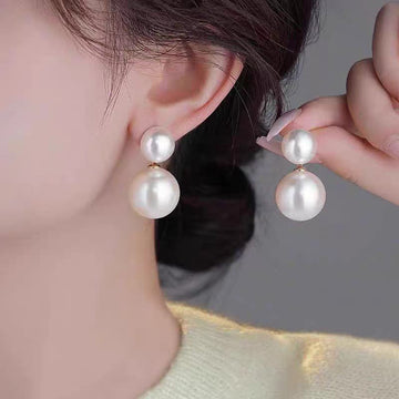 Lumina Double Pearl Drop Earrings –