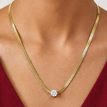 Celestia Solitaire Luxe Gold Necklace