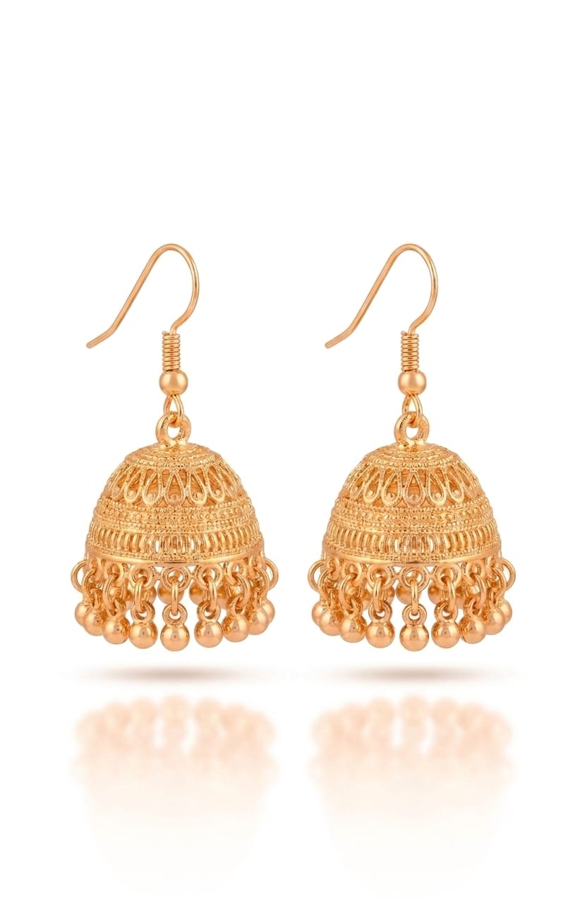 Minimalist Ethnic Gold Jhumki Earrings
