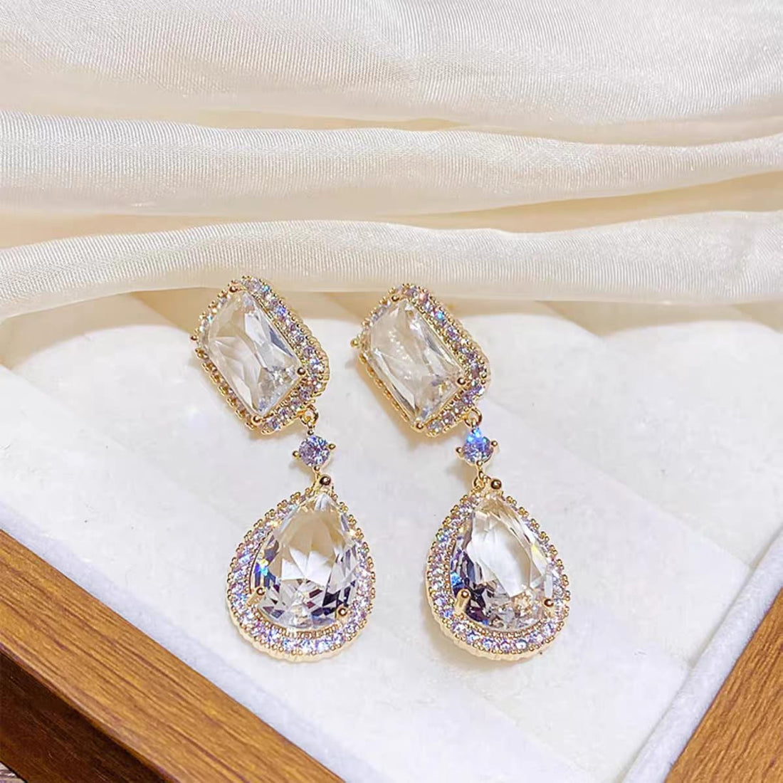 Royal Emerald-Cut & Teardrop Zirconia Dangle Earring