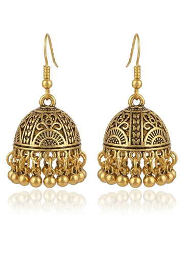 Ethnic Gold Bell Jhumka Earrings