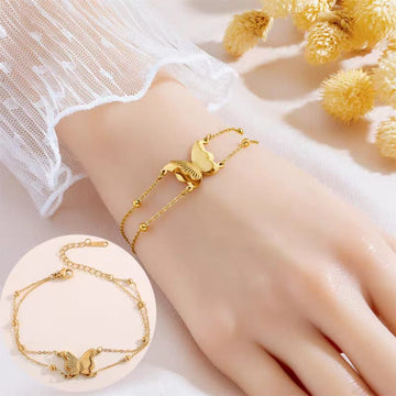 Double Layer Butterfly Bead Bracelet