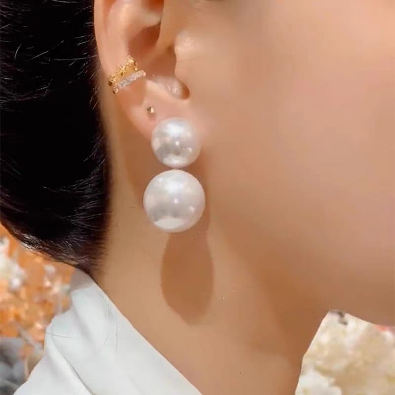 Lumina Double Pearl Drop Earrings –