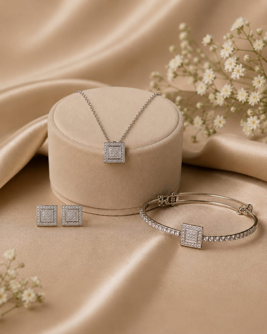 Élan Royale Square Zircon Jewelry Set