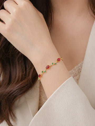Ruby & Emerald Tulip Bracelet