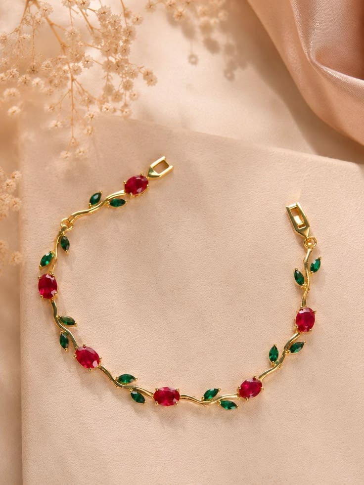 Ruby & Emerald Tulip Bracelet